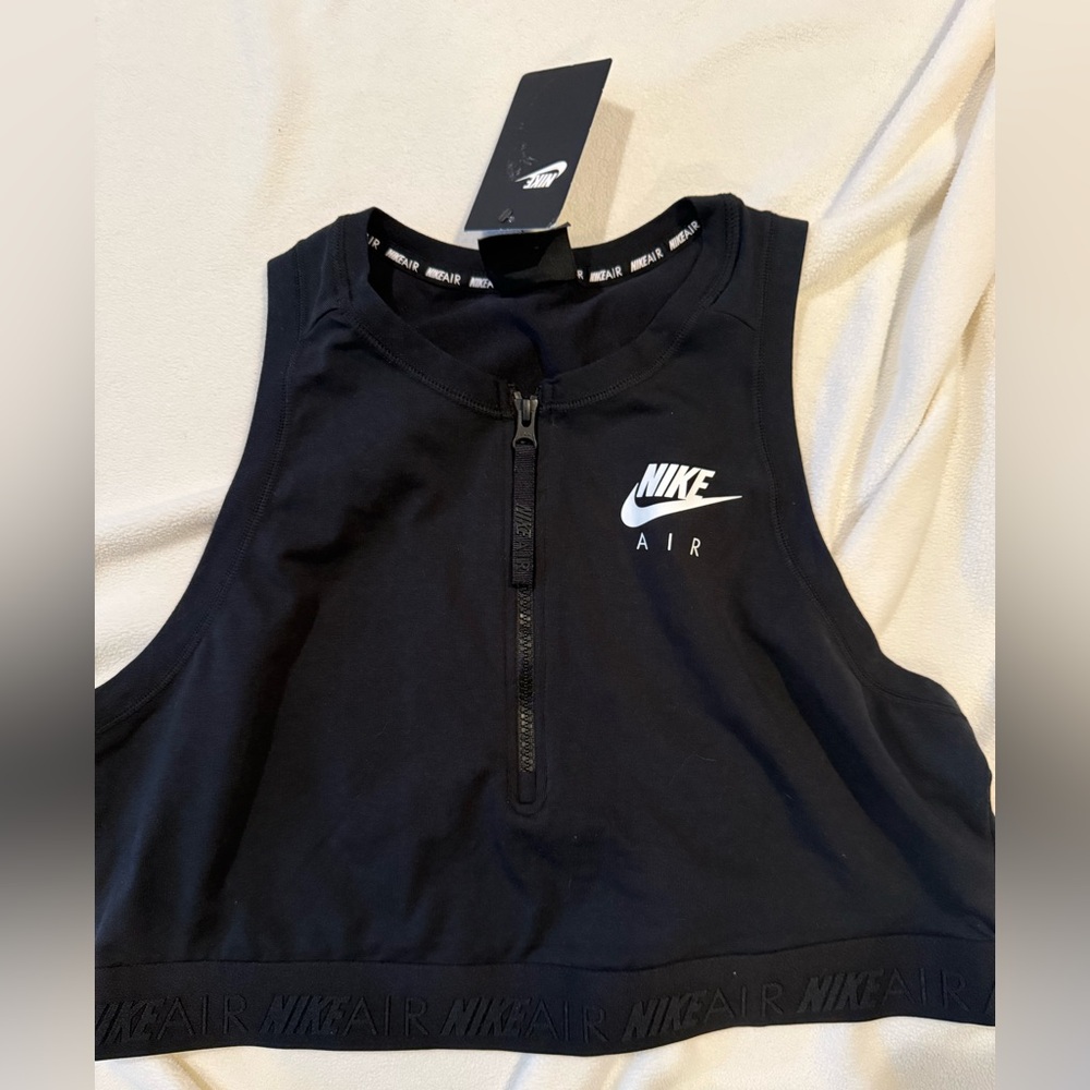 Nike Air Black Crop Top with Zipper Sz XL
